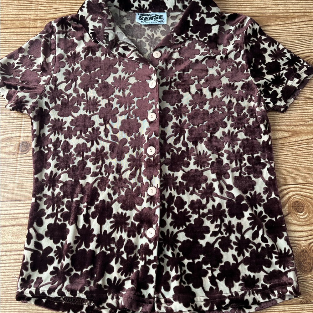 Vintage Sense Velvet Floral Shirt